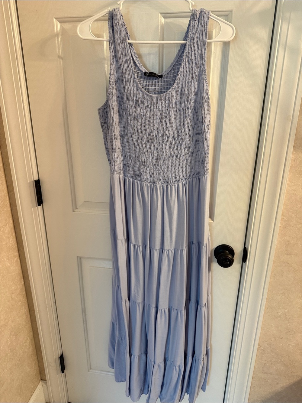 Light Blue Smocked Maxi Dress - Women